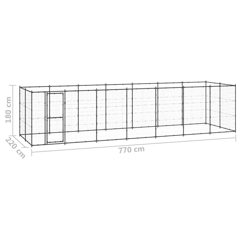 vidaXL kültéri acél kutyakennel 16,94 m²