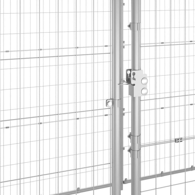 vidaXL kültéri horganyozott acél kutyakennel tetővel 12,1 m²