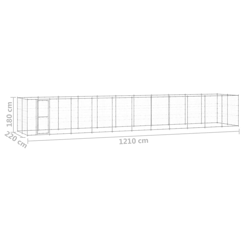 vidaXL kültéri horganyozott acél kutyakennel 26,62 m²