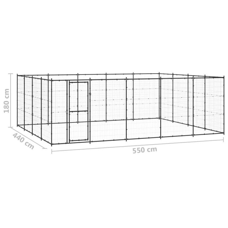 vidaXL kültéri acél kutyakennel 24,2 m²