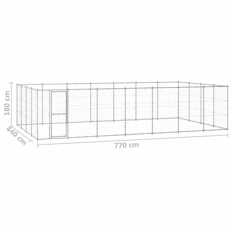 vidaXL kültéri horganyozott acél kutyakennel 33,88 m²