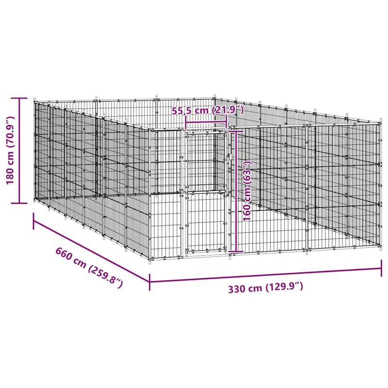 vidaXL kültéri acél kutyakennel 21,78 m²