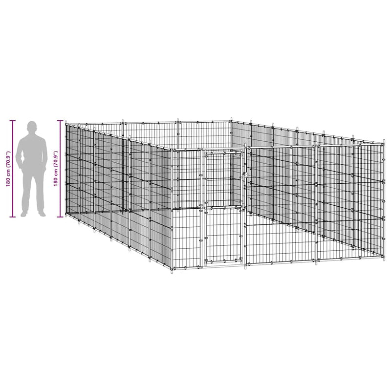 vidaXL kültéri acél kutyakennel 21,78 m²