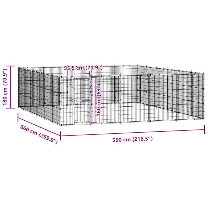 vidaXL kültéri acél kutyakennel 36,3 m²