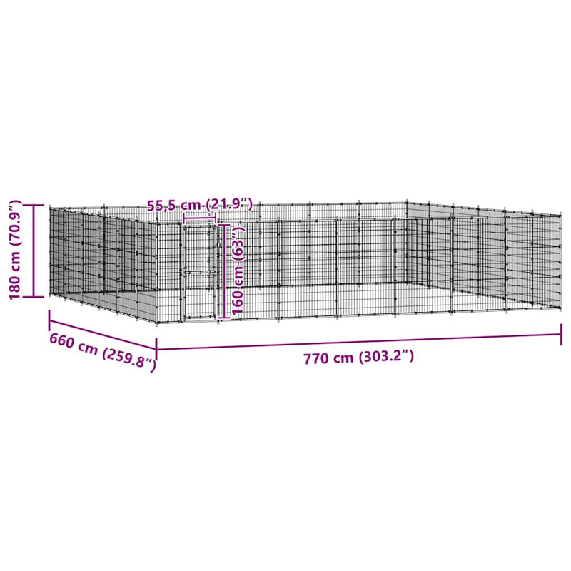 vidaXL kültéri acél kutyakennel 50,82 m²
