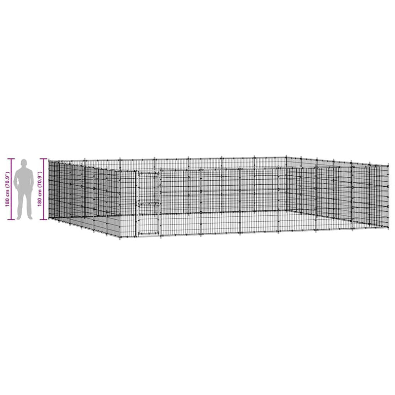 vidaXL kültéri acél kutyakennel 50,82 m²