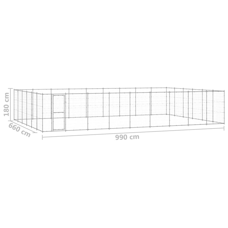 vidaXL kültéri horganyozott acél kutyakennel 65,34 m²