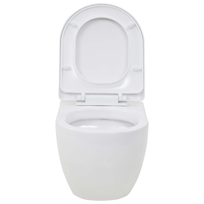 vidaXL fekete falra szerelhető kerámia WC rejtett magas tartállyal