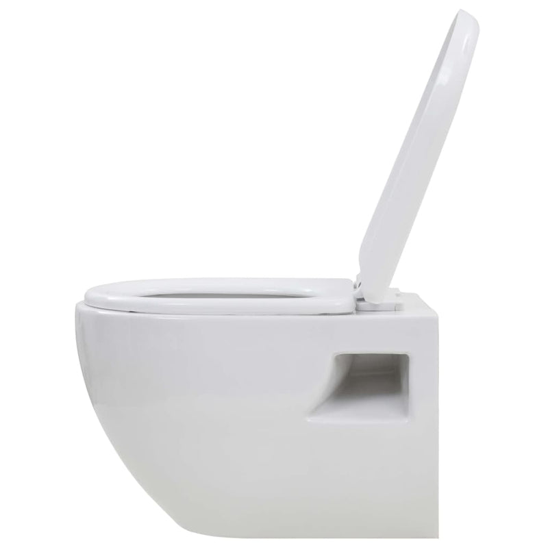 vidaXL fekete falra szerelhető kerámia WC rejtett magas tartállyal