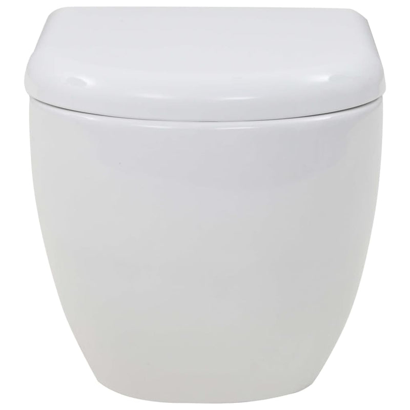 vidaXL fekete falra szerelhető kerámia WC rejtett magas tartállyal