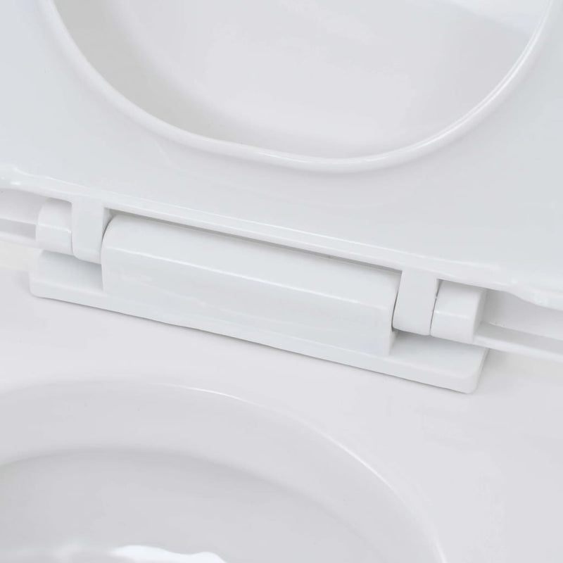 vidaXL fekete falra szerelhető kerámia WC rejtett magas tartállyal