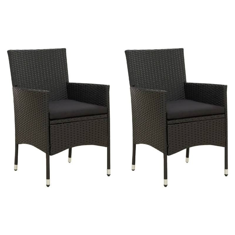 vidaXL 2 db fekete polyrattan kerti szék párnával