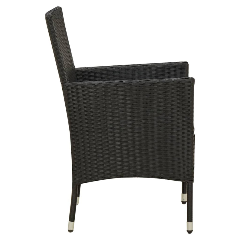 vidaXL 2 db fekete polyrattan kerti szék párnával