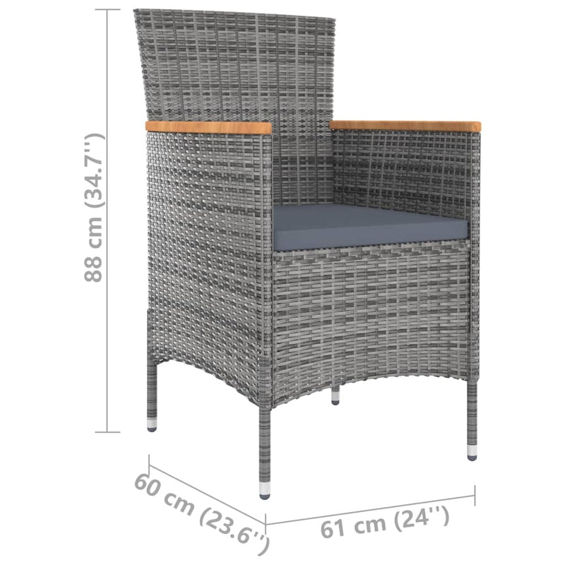 vidaXL 4 db szürke kerti polyrattan étkezőszék