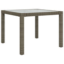 vidaXL szürke polyrattan és edzett üveg kerti asztal 90 x 90 x 75 cm