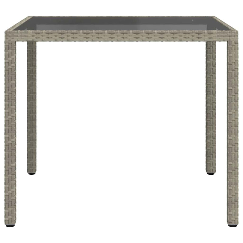 vidaXL szürke polyrattan és edzett üveg kerti asztal 90 x 90 x 75 cm