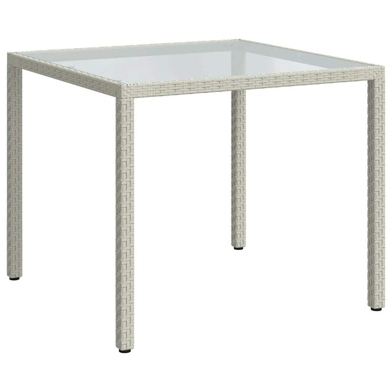 vidaXL fehér polyrattan és edzett üveg kerti asztal 90 x 90 x 75 cm