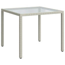 vidaXL fehér polyrattan és edzett üveg kerti asztal 90 x 90 x 75 cm