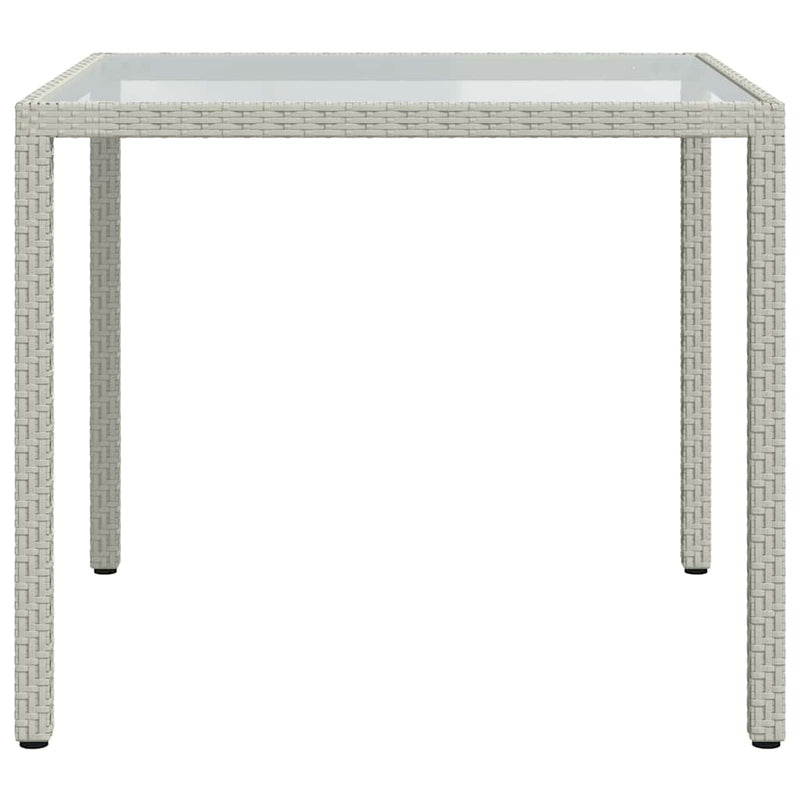 vidaXL fehér polyrattan és edzett üveg kerti asztal 90 x 90 x 75 cm