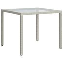 vidaXL fehér polyrattan és edzett üveg kerti asztal 90 x 90 x 75 cm