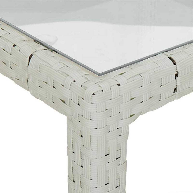vidaXL fehér polyrattan és edzett üveg kerti asztal 90 x 90 x 75 cm