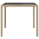 vidaXL bézs polyrattan és edzett üveg kerti asztal 90 x 90 x 75 cm