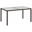vidaXL barna polyrattan és edzett üveg kerti asztal 150 x 90 x 75 cm