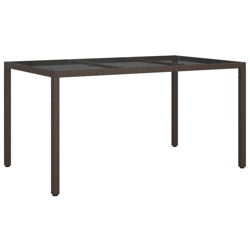 vidaXL barna polyrattan és edzett üveg kerti asztal 150 x 90 x 75 cm