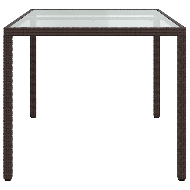 vidaXL barna polyrattan és edzett üveg kerti asztal 150 x 90 x 75 cm