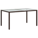 vidaXL barna polyrattan és edzett üveg kerti asztal 150 x 90 x 75 cm