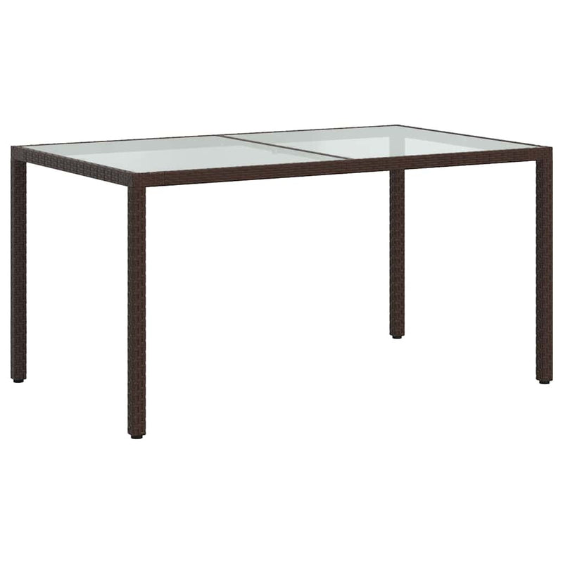 vidaXL barna polyrattan és edzett üveg kerti asztal 150 x 90 x 75 cm