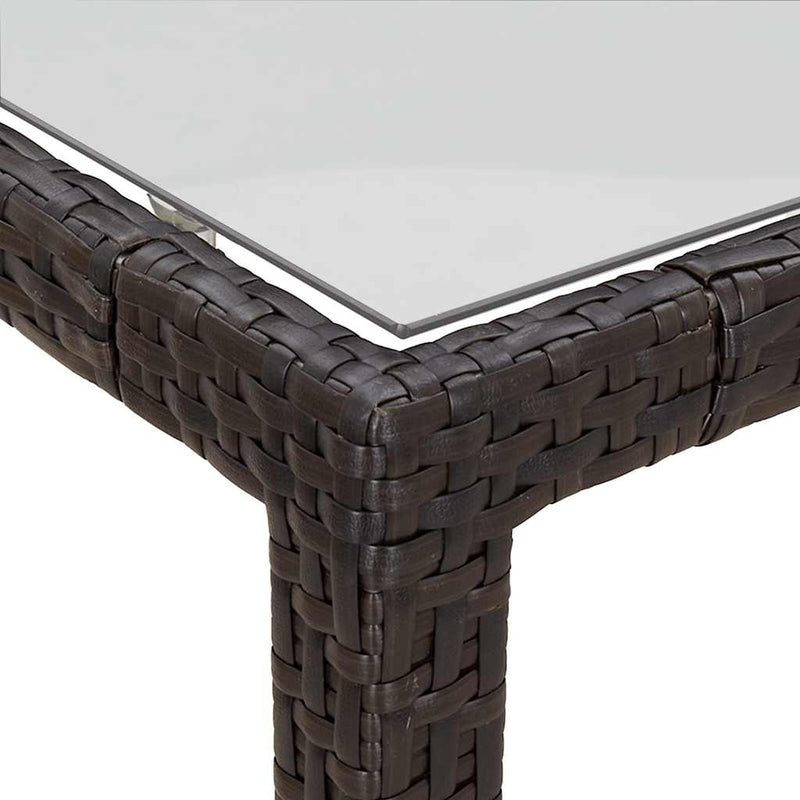 vidaXL barna polyrattan és edzett üveg kerti asztal 150 x 90 x 75 cm