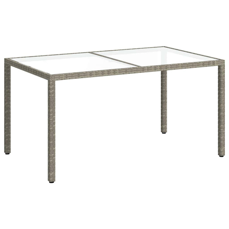 vidaXL szürke polyrattan és edzett üveg kerti asztal 150 x 90 x 75 cm