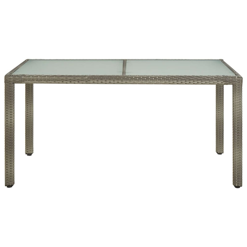 vidaXL szürke polyrattan és edzett üveg kerti asztal 150 x 90 x 75 cm