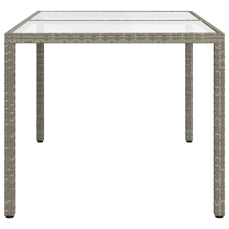 vidaXL szürke polyrattan és edzett üveg kerti asztal 150 x 90 x 75 cm