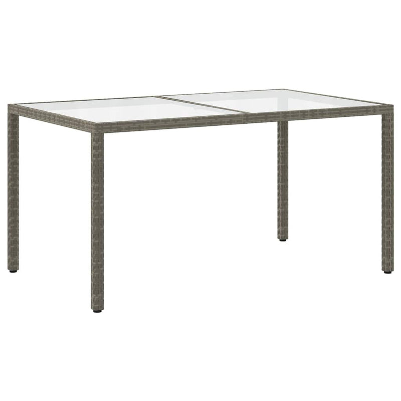 vidaXL szürke polyrattan és edzett üveg kerti asztal 150 x 90 x 75 cm