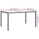 vidaXL szürke polyrattan és edzett üveg kerti asztal 150 x 90 x 75 cm