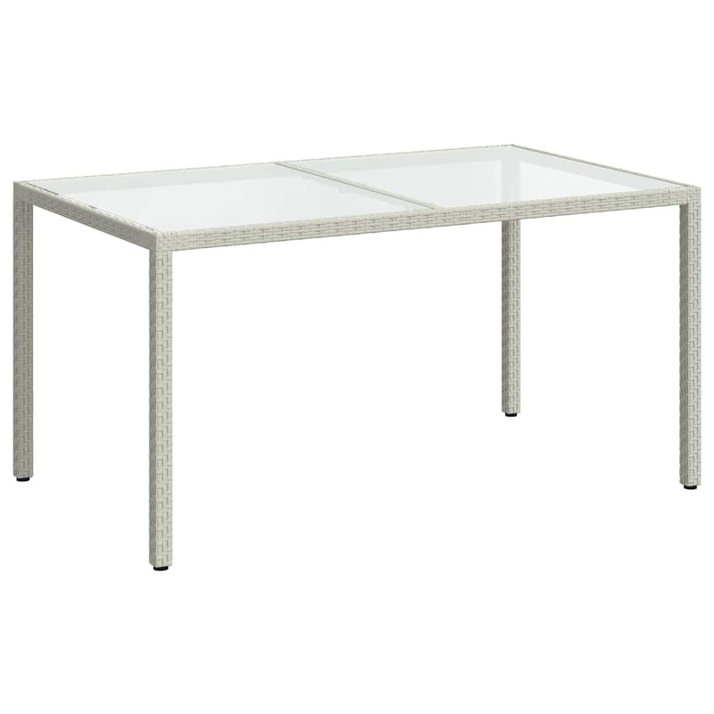 vidaXL fehér polyrattan és edzett üveg kerti asztal 150 x 90 x 75 cm