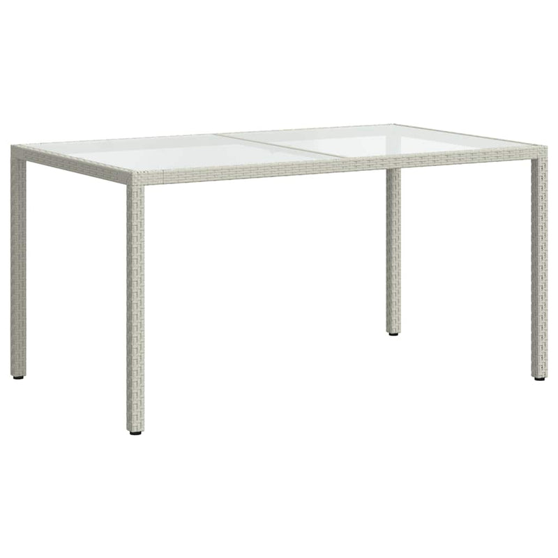 vidaXL fehér polyrattan és edzett üveg kerti asztal 150 x 90 x 75 cm
