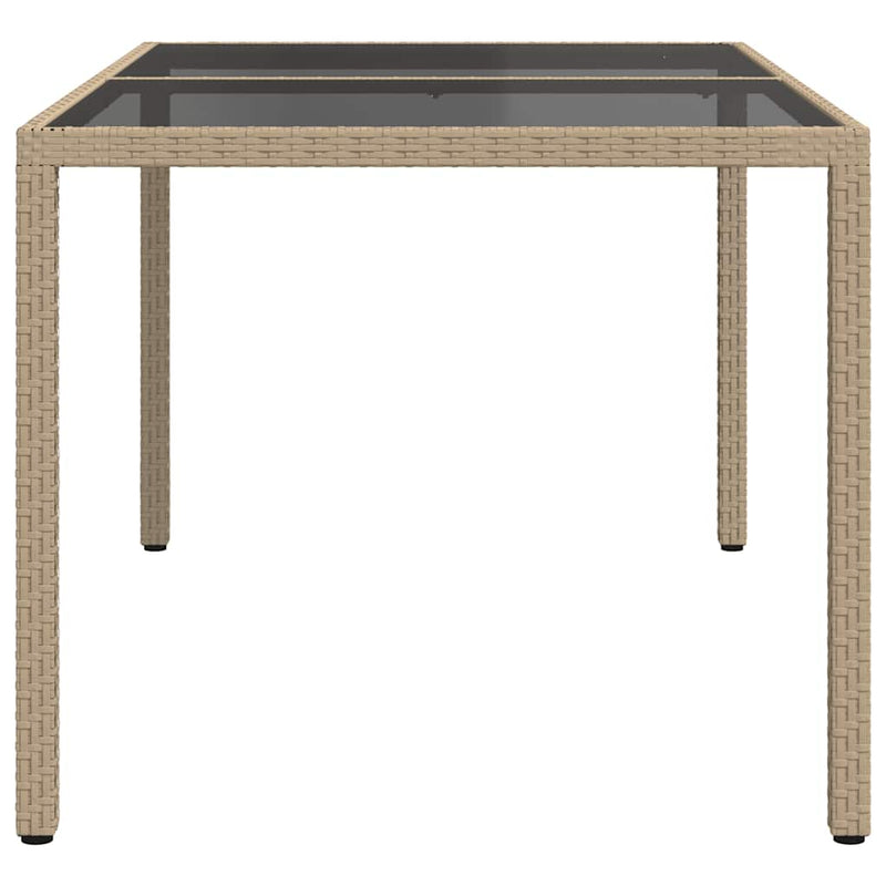 vidaXL bézs polyrattan és edzett üveg kerti asztal 150 x 90 x 75 cm
