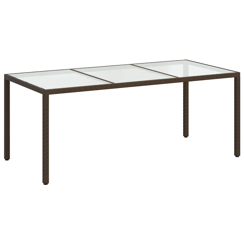 vidaXL barna polyrattan és edzett üveg kerti asztal 190 x 90 x 75 cm