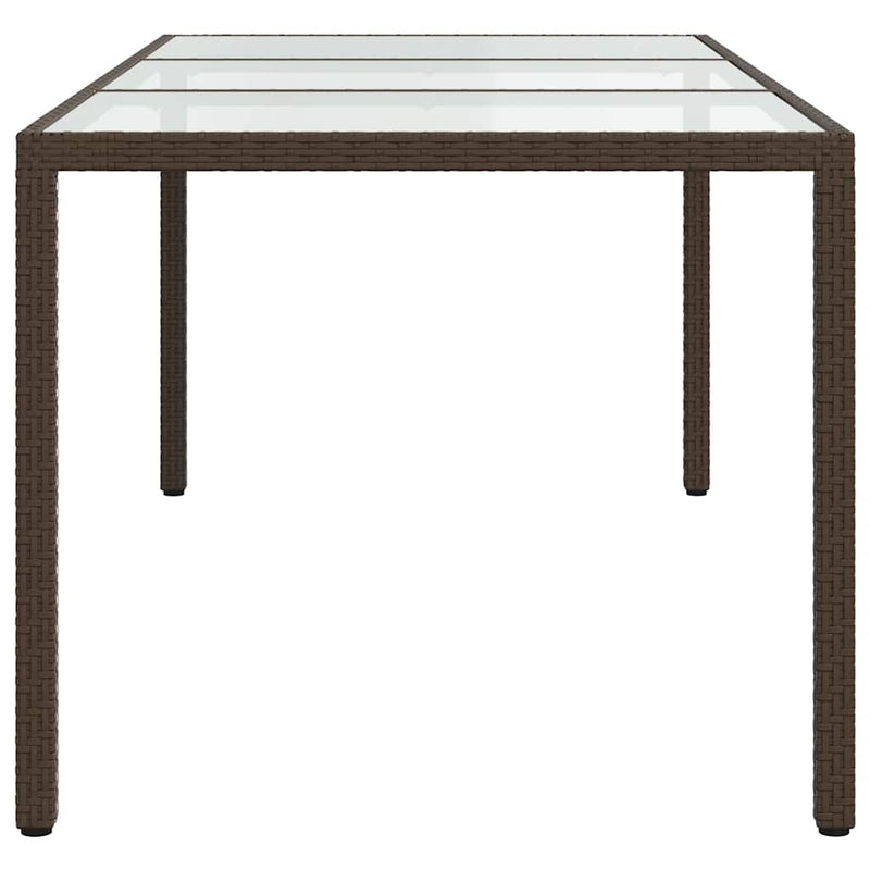 vidaXL barna polyrattan és edzett üveg kerti asztal 190 x 90 x 75 cm