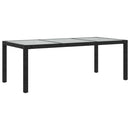 vidaXL fekete polyrattan és edzett üveg kerti asztal 190 x 90 x 75 cm