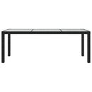 vidaXL fekete polyrattan és edzett üveg kerti asztal 190 x 90 x 75 cm