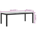vidaXL fekete polyrattan és edzett üveg kerti asztal 190 x 90 x 75 cm