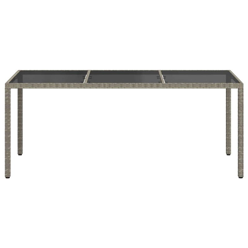 vidaXL szürke polyrattan és edzett üveg kerti asztal 190 x 90 x 75 cm