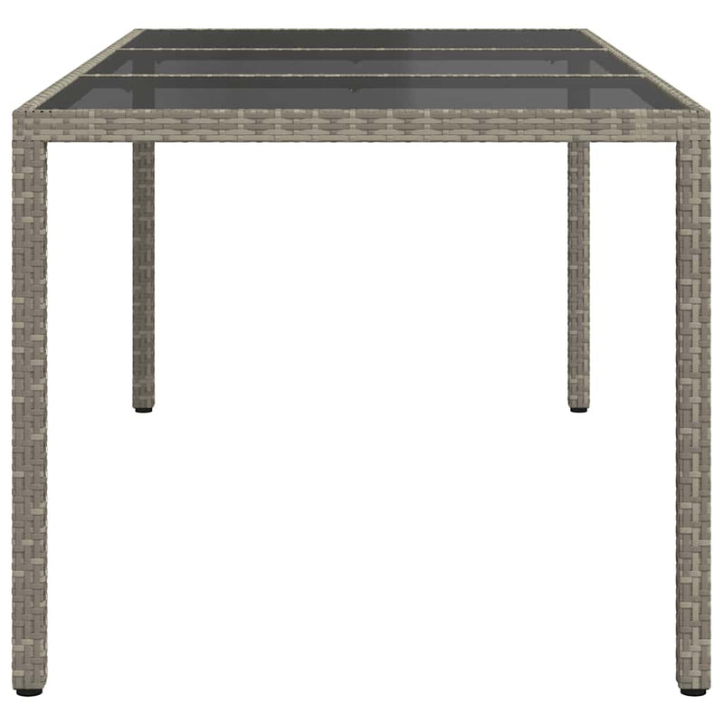 vidaXL szürke polyrattan és edzett üveg kerti asztal 190 x 90 x 75 cm