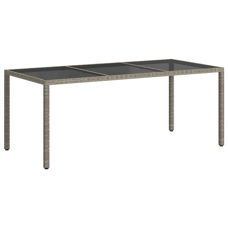 vidaXL szürke polyrattan és edzett üveg kerti asztal 190 x 90 x 75 cm