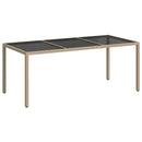 vidaXL bézs szürke polyrattan és edzett üveg kerti asztal 190x90x75 cm