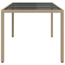 vidaXL bézs szürke polyrattan és edzett üveg kerti asztal 190x90x75 cm